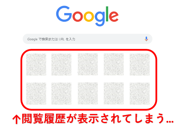 Google検索の下には閲覧履歴が表示されてしまう