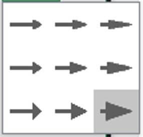 Excel_線の編集_矢印サイズの種類