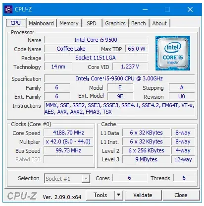 CPU-Zの基本画面