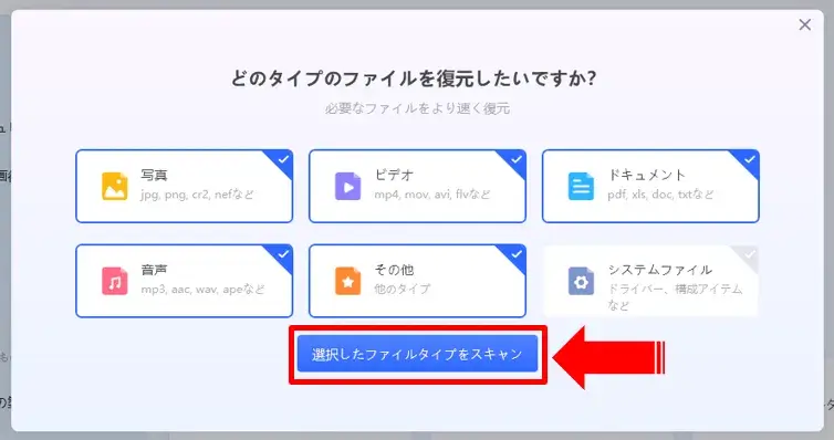 ファイルタイプを選択